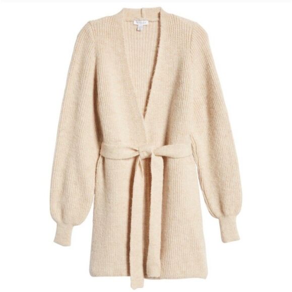 Topshop Tan Knit Balloon Sleeve Cardigan - Picture 9 of 9